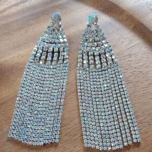 Elegant Silver Crystal Dangle Earrings